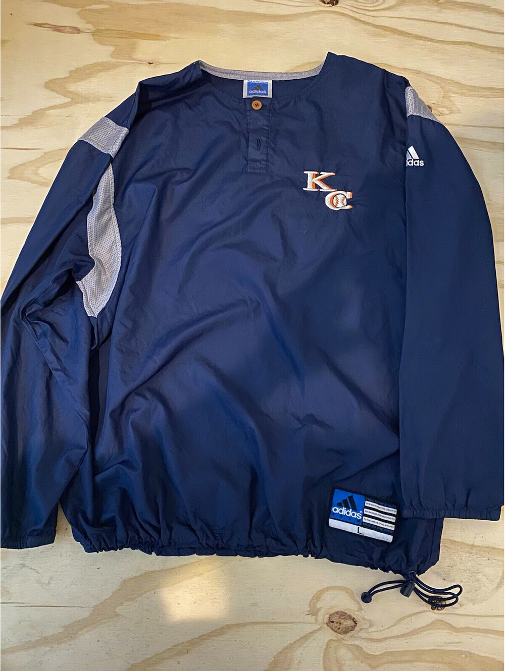 Adidas Men’s Size L KC Baseball Navy Pullover Windbreaker